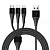 Кабель ROCK 3 in 1 Hi-Tensile Lightning - Micro USB - Type-C - USB black