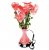 Лампа светодиодная ваза с цветами 50 см красная
