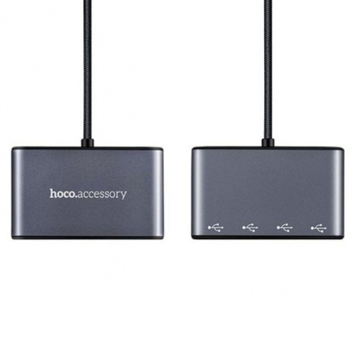 Кабель Хаб Hoco HB3 USB to 4 Ports Hub 1м Gray