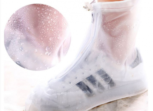 Защитные чехлы пончи для обуви от дождя и грязи с подошвой белые размер 3XL
