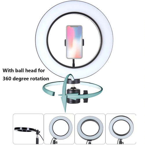 Кольцевая светодиодная лампа 26 см на телескопическом штативе держателем для телефона