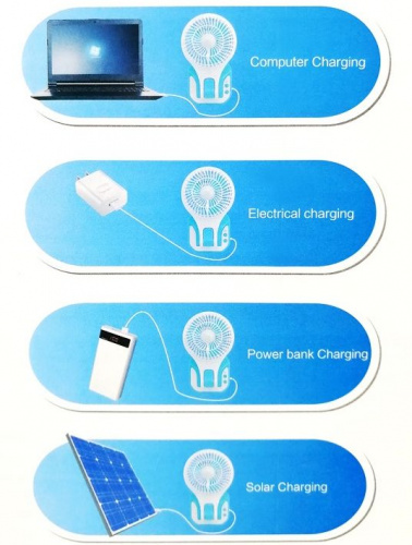 Мини вентилятор USB MINI FAN LED Light Power Bank PLD AF001, голубой