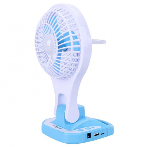 Мини вентилятор USB MINI FAN LED Light Power Bank PLD AF001, голубой