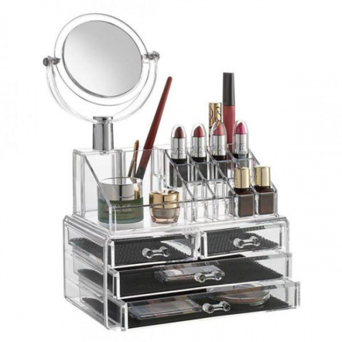 Органайзер для хранения косметики с зеркалом Cosmetic Organizer