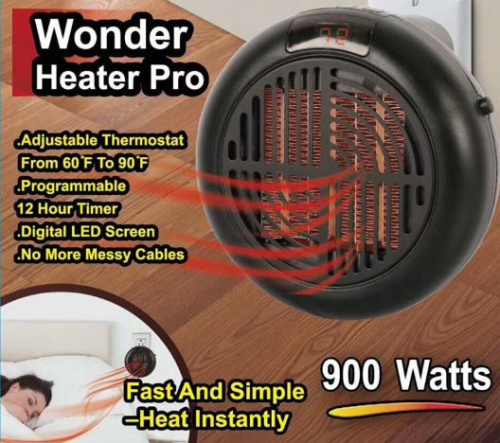 Обогреватель настенный электрический Warm air blower, черный