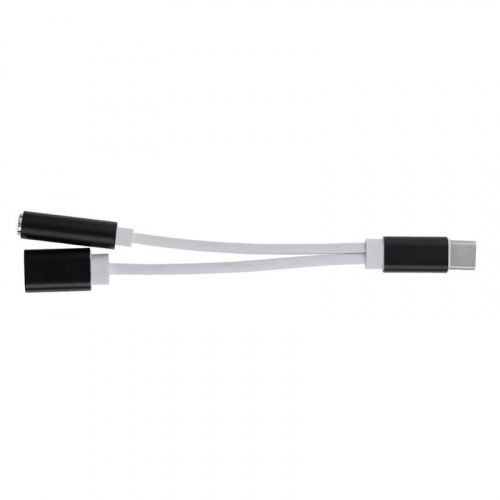 Переходник Type-C в AUX 3.5мм + USB Type-C для зарядки, черный