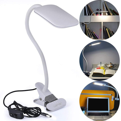 Настольная светодиодная лампа на прищепке Eye-caring Table Lamp 5W USB, белая