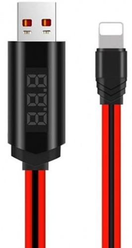Дата-кабель HOCO U29 Lightning с LED дисплеем 1 м, красный