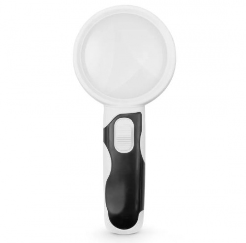 Лупа ручная круглая 6x-65мм с подсветкой (2 LED) Magnifier 77365B