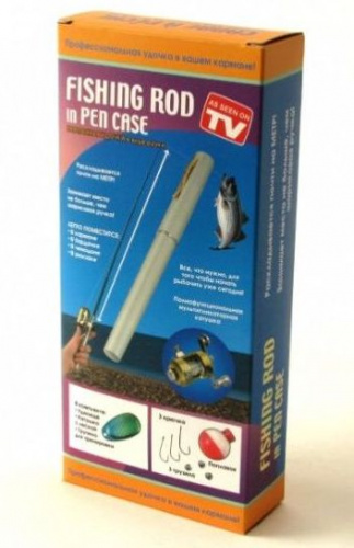 Карманная удочка ручка Fish Pen с позолоченной катушкой, Цвет: Черный