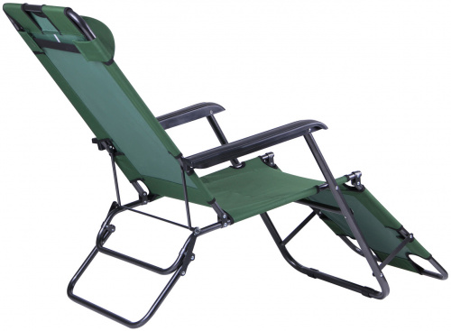 Кресло-шезлонг складной с подголовником, зеленый