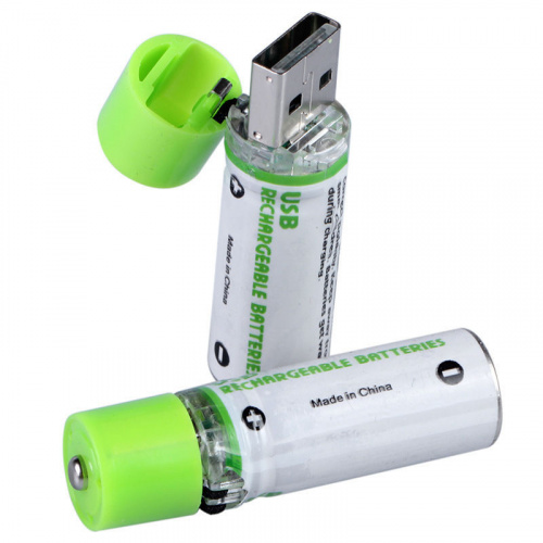 Аккумулятор с подзарядкой через USB AA, 1.2V, 1450 mAH, Ni-MH, 2 шт