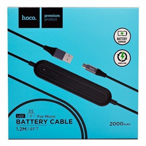 Кабель с аккумулятором HOCO U22 Bei Power Bank Micro USB Черный