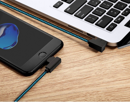 Кабель Rock Dual End L-Shape Lightning Cable 100см Синий